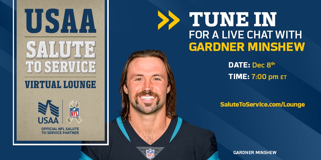 Military NFL fans, join me for a virtual live chat on Dec. 8 at 7pm ET in the @USAA #SaluteToService Virtual Lounge. Be sure to register and submit a question here: bit.ly/3fT9vgW. Thank you for your service. #USAAPartner