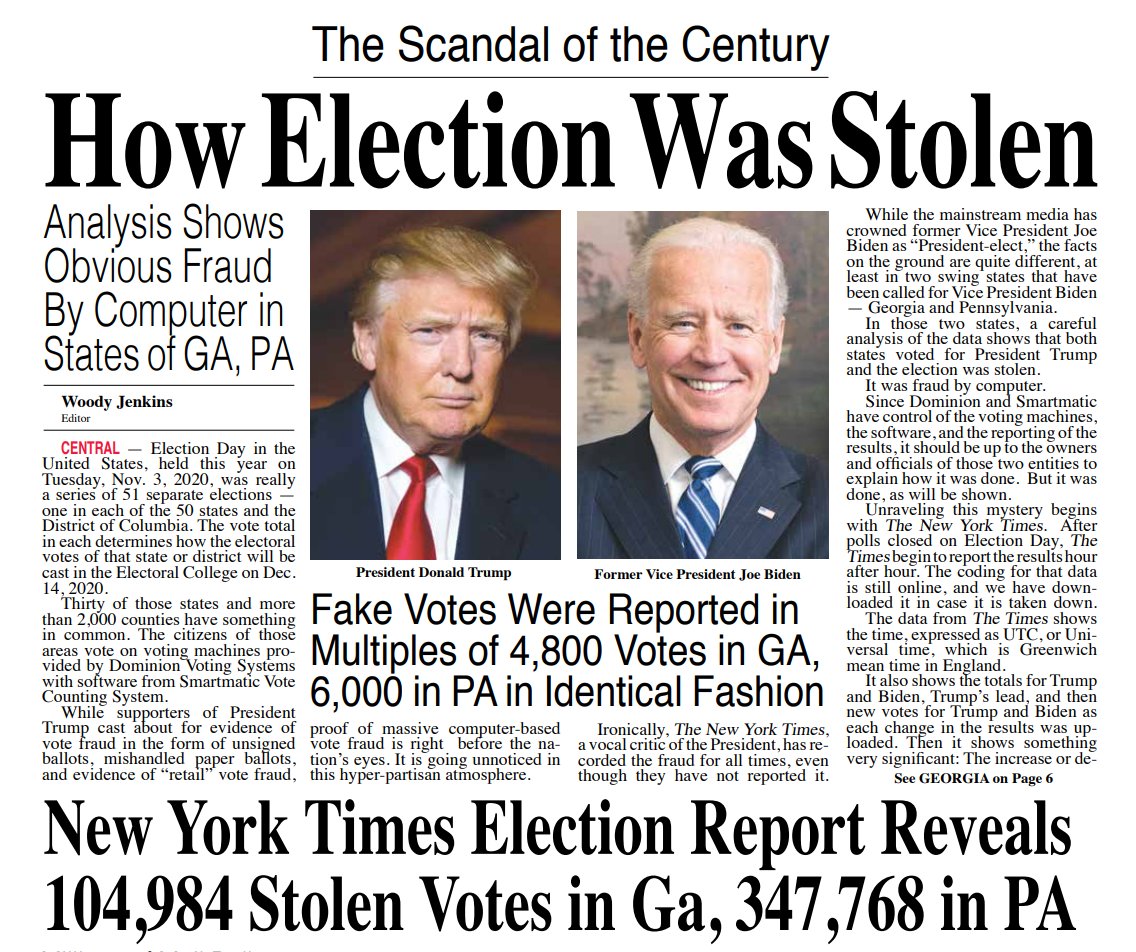 GEORGIAAt 16:35 UTC on Nov 4th, President Trump was leading Joe Biden in the State of Georgia by 103,997 votes. Over the next seven days, Biden picked up 104,984 votes from 16 vote dumps. Amazingly, all of the vote dumps were approx. 4,800 votes each or a multiple of 4,800.