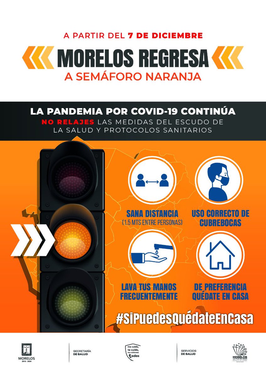 🟧 MORELOS REGRESA A SEMÁFORO NARANJA / A partir del 7 de Diciembre 
launion.com.mx