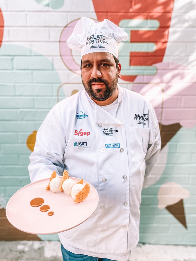 GelatoFestUS's tweet photo. Pasta meets gelato in Carbonara-ish, the flavor from Luis Vivas of Wizi's Ice Cream. This flavor pairs Parmigiano gelato with bacon-infused caramel. 
⁠
Want to try # 7 Carbonara-ish gelato? Order a Gelato Tasting Box: https://t.co/yEvvHRuHvv
⁠
#GelatoFestival⁠ https://t.co/hglKz1rJGB