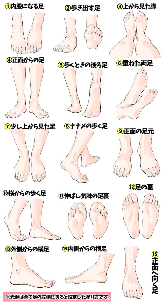 吉村拓也 イラスト講座 女性の足が苦手すぎる って人へ 足の線画と色塗り が上達できる 足の模写パターン表 です