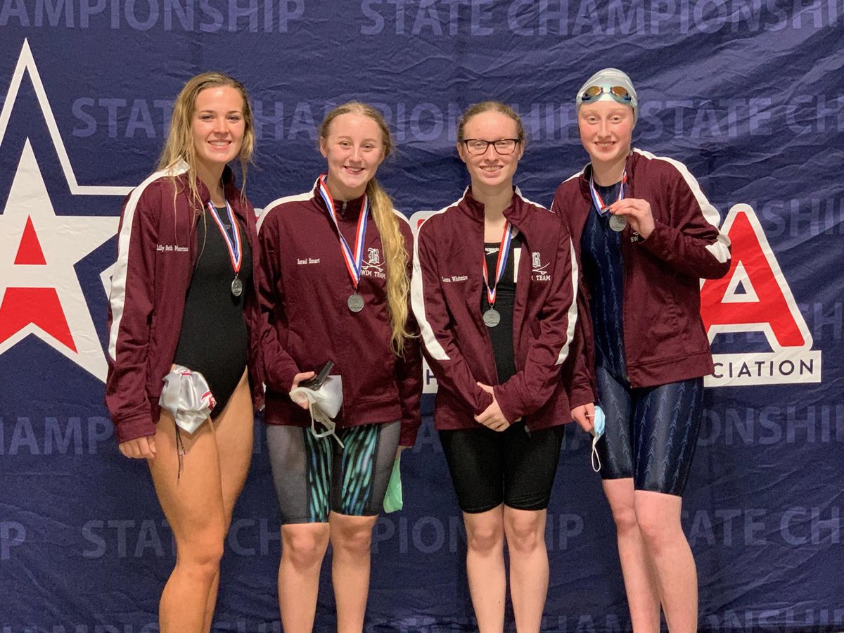 BoazHigh's tweet photo. Congratulations to Lilly Beth Morrison, Israel Smart, Laura Whitmire, and Ann Catherine McCamy for winning the silver medal in the 200 free relay at the ⁦@AHSAAUpdates⁩ State Swimming and Diving Meet tonight! #BoazAthletics https://t.co/wt3fnxoszA