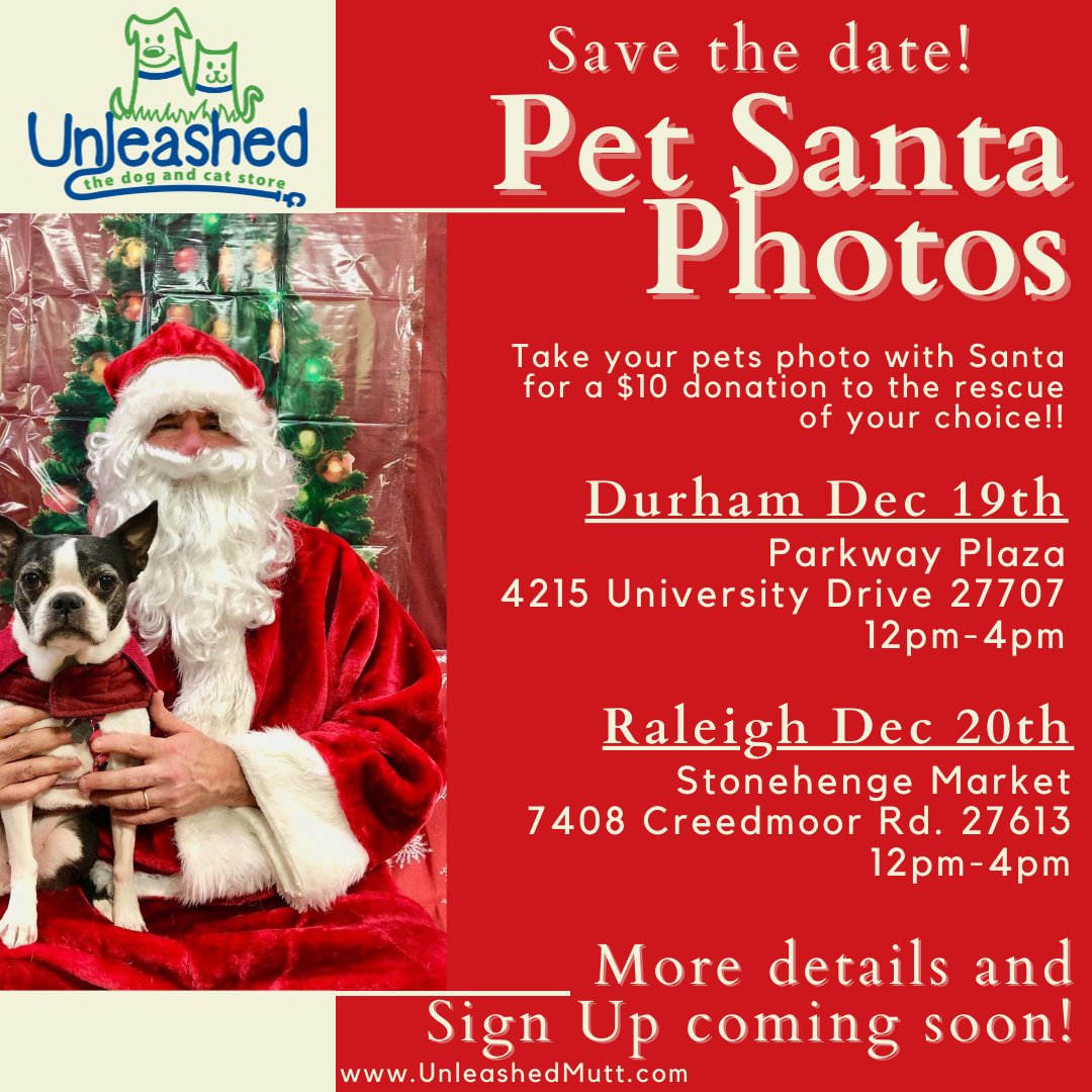 Unleashed_SH's tweet image. Santa is coming to a couple Unleashed stores!🎅Find out more at: unleashedmutt.com/santa-photos 
🐶🎁😺