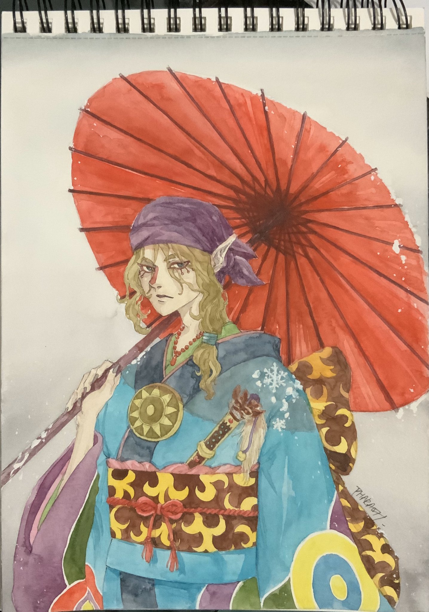 Pharaoh リカ Commission Open 賣藥郎 我很吃這個設定 所以畫得幾開心www 就因為上一張練習用廣告彩結果花太多時間 這張先遲左開 廣告彩調肌色調到超燥 不過顏色好rich有時又幾好玩