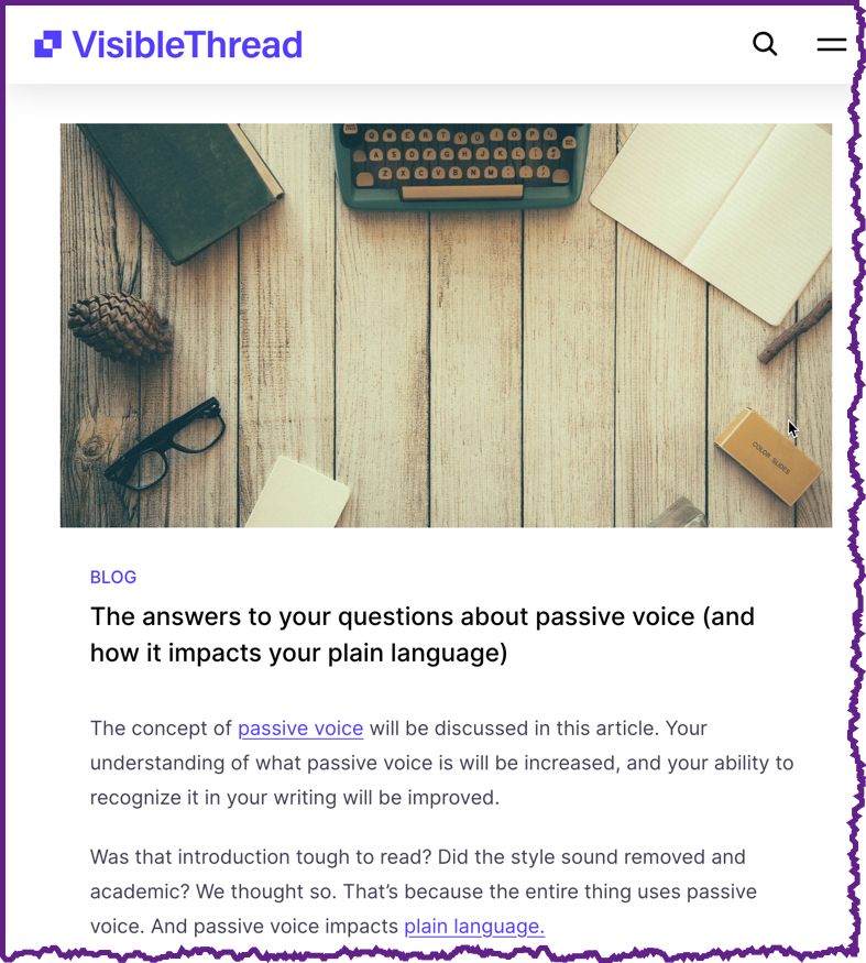 LeslieO's tweet photo. The #passivevoice should be avoided by you. This view on #plainlanguage writing is expressed by @EvTheWolf in this @VisibleThread blog post. Oh my. Just 2 sentences in &amp; I can't sustain the passive anymore! 😀 Read this article &amp; use #activevoice! https://t.co/9UIzeM1iGG https://t.co/iM9r8lFmic