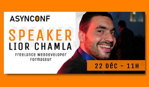 AsynConfEvent's tweet image. Speaker le mardi 22 décembre 2020 à 11H00
Lior Chamla - @LiiorC

#Freelance #Webdevelopper #formateur