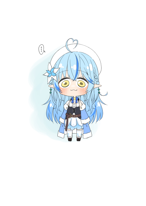 yukihana lamy 1girl solo streaked hair blue hair chibi pointy ears heart ahoge  illustration images