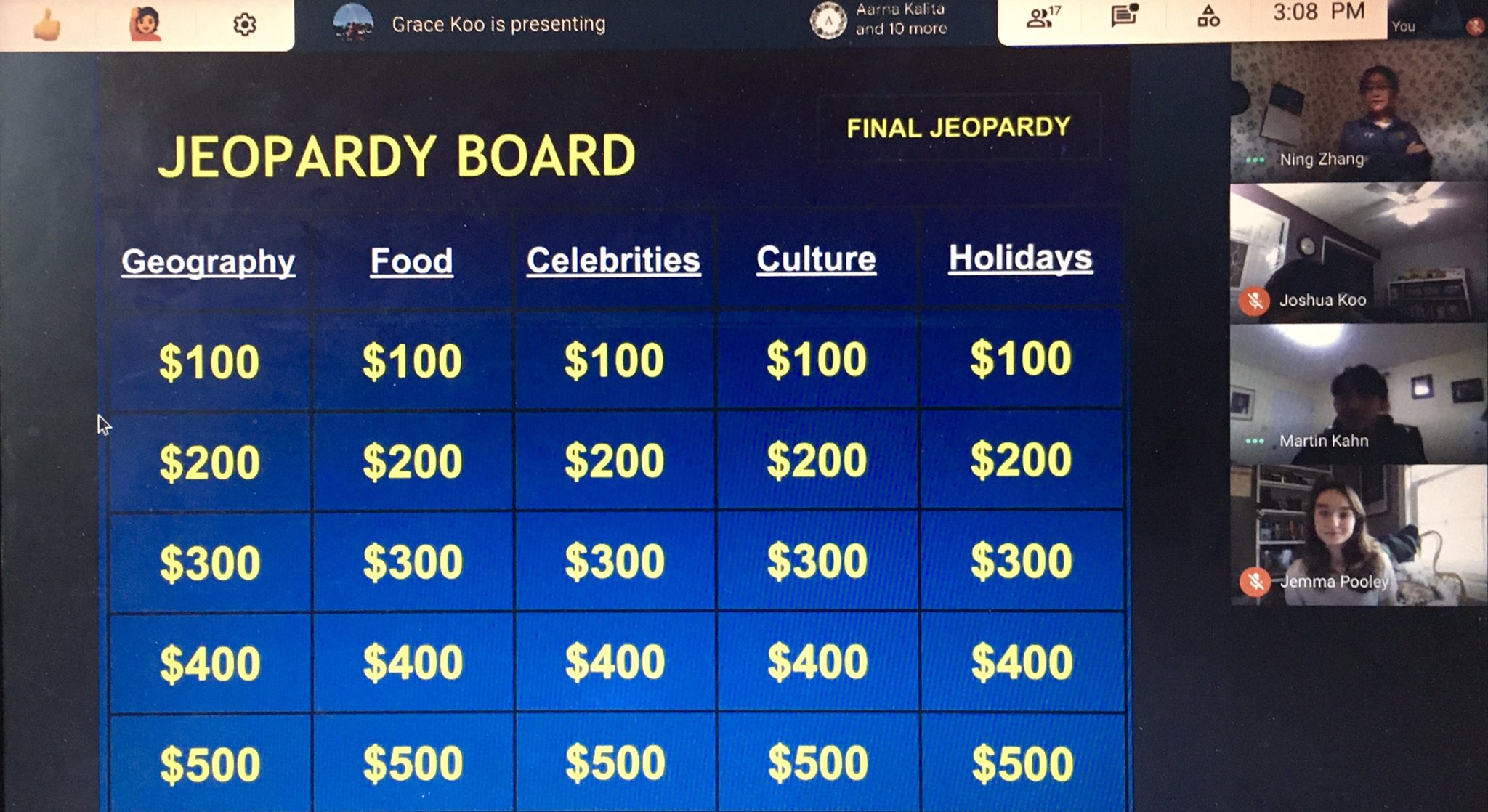 Sycamore Chinese Ø¹Ù„Ù‰ ØªÙˆÙŠØªØ± Virtual Chinese Club This Week While Everyone Is At Home We Decided To Play A Virtual Jeopardy Game All About Chinese Culture The Winning Team Is Jemma Anelise