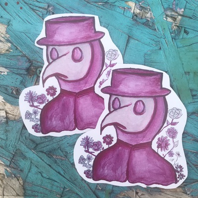 #8. Pink plague doctor stickers. You can buy these!  https://reaganhaileyart.storenvy.com/collections/1765332-stickers/products/30193654-pastel-pink-plague-doctor-sticker