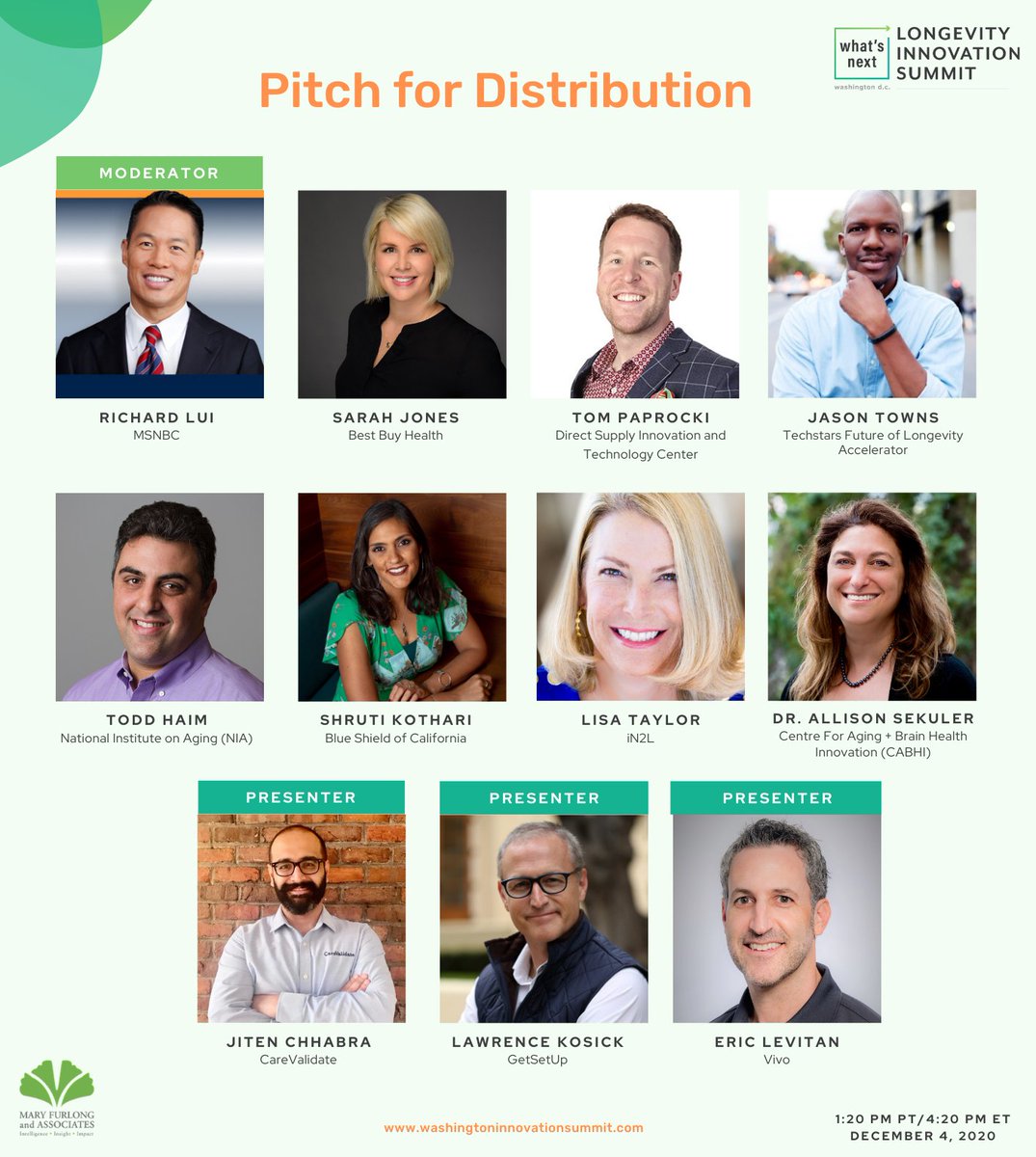 Our last #LongevityInnovation Summit session! Perfecting the pitch is never easy. Watch these #entrepreneurs take their turn impressing companies focused on #longevity partnerships. Still need a ticket? We have 20% off for you right now, learn more at: washingtoninnovationsummit.com