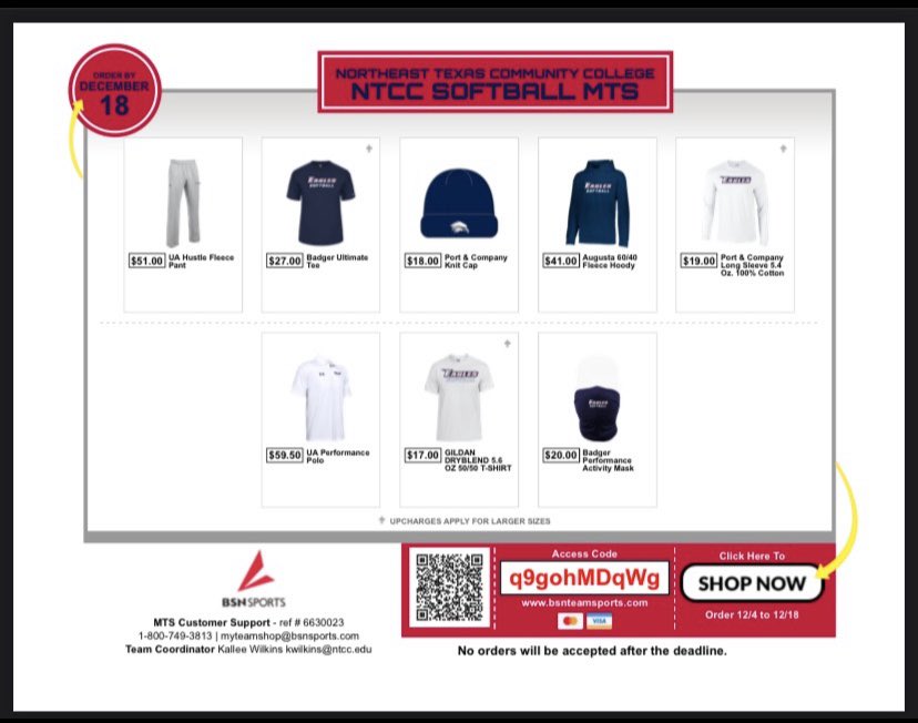 NTCCSOFTBALL's tweet photo. NORTHEAST TEXAS COMMUNITY COLLEGE SOFTBALL STORE IS NOW OPEN!! Get your Softball Eagle gear! Store will be open until December 18th!
https://t.co/f5ze9QjuaE https://t.co/C61eoaBdL9