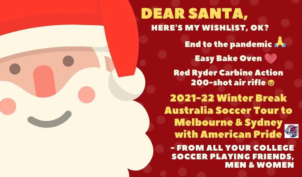 COLLEGE PLAYERS WANTED
It's true! It's true! Imagine ringing in the New Year 'Down Under' and then playing a tournament with top Aussie clubs...all in the red-white-and-blue of American Pride! 🇺🇸⚽️🇦🇺
@caltechwsoc @caltechmsoc @CLUmSoccer @CLUwSoccer @StagsSoccerCMS @CMSwsoccer