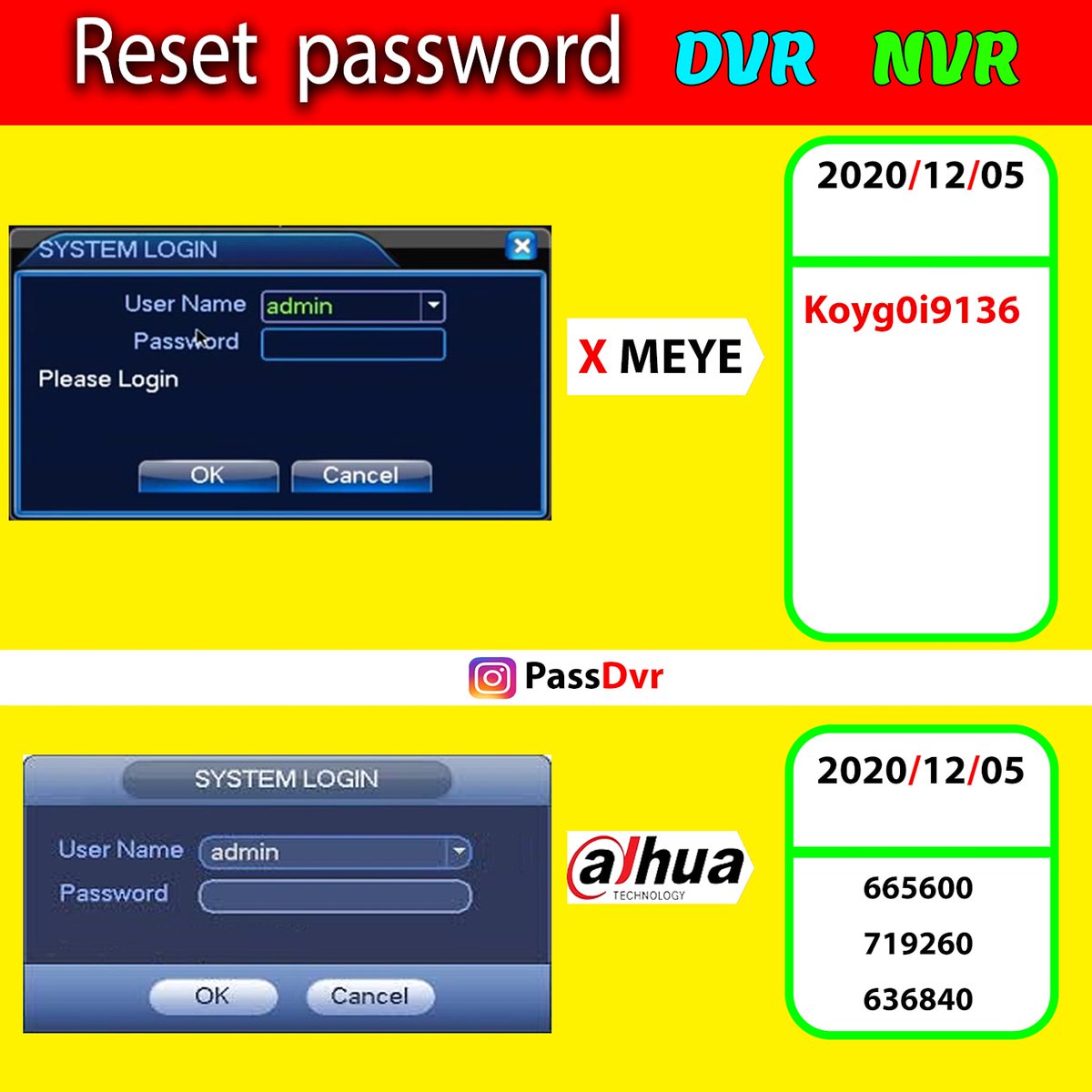 passdvr's tweet photo. Send me a message to get the password of other dates or other models directly

#dvr #nvr #password
#superpassword #reset #reset_password #resetpassword
#security #system #security_system #camera #cctv #cctvcamera #cctv_camera #hikvision #dahua #ip #ipcamera #cctvcamera #bms https://t.co/iU9zvZIJPS