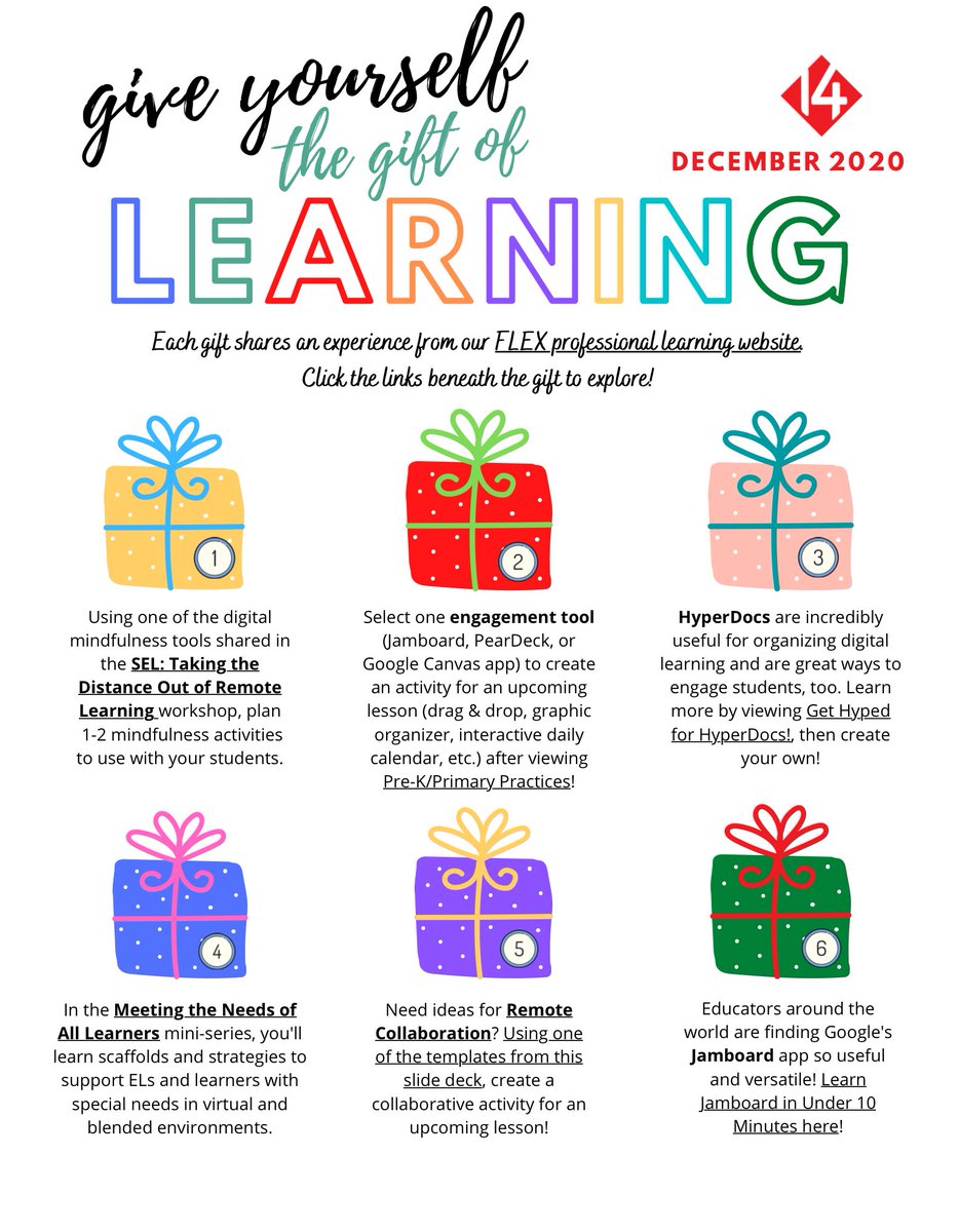 Educators, give yourselves the gift of learning this month! Check out our challenges on the FLEX professional learning website! sites.google.com/berksiu.org/fl… #edchat #edtechchat