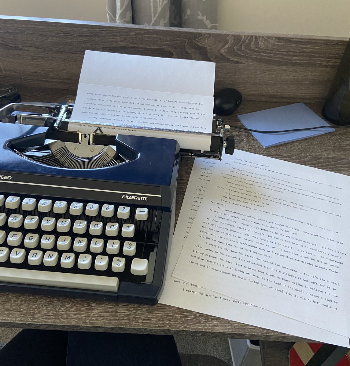 Starting on my next project! I don’t really have a timeline for this one, as my focus will soon shift back to #shadowspast and it’s publication but I’m the meantime, I’m enjoying working on Miss Blue again #amwritingfantasy #manualtypewriter #silverreed