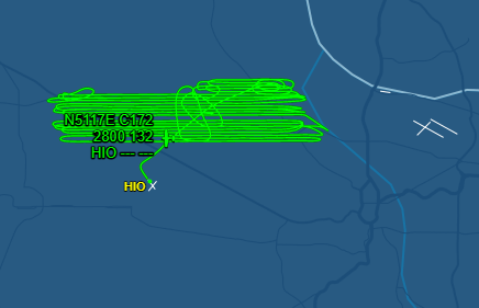 rafeapotomus's tweet photo. The aerial mappers/surveyors are out in the #PDX metro area today. #piaware #HIO #survey #N5117E #C172 #N6299D #N12796 #UAO #FlightAwareADSB #RaspberryPi #skylens #JavAirServices https://t.co/mUwXduwK9E