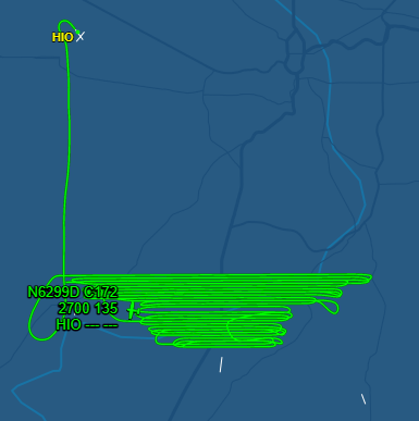 rafeapotomus's tweet photo. The aerial mappers/surveyors are out in the #PDX metro area today. #piaware #HIO #survey #N5117E #C172 #N6299D #N12796 #UAO #FlightAwareADSB #RaspberryPi #skylens #JavAirServices https://t.co/mUwXduwK9E
