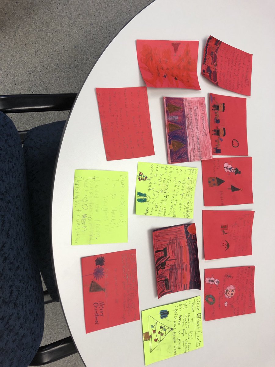 Grade 3 write thank you letters to the custodians. This was their task today given by Jingles, the Kindness Elf.