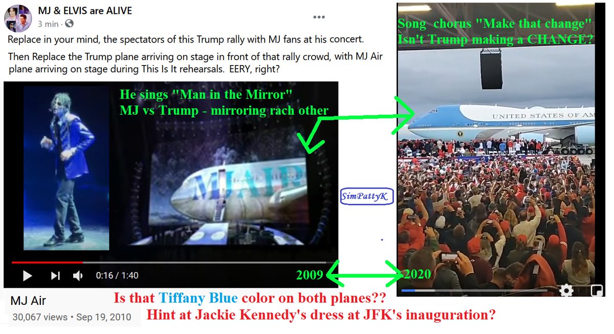 Mirror C[L]UES : 71 <-> 17 For MJ the Plane was to END the show For Trump it is to START the rally("Man in the Mirror")=> Think MIRROR: Start <- vs. -> EndJFK started <- vs. -> Trump is ending itJFJ jr "died" in a Plane =>Plane=clueResCUE -> Res_Q