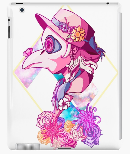 #19. Pastel plague doctor with flowers, designed by OAyeItsJ. Available to buy here  https://www.redbubble.com/i/ipad-case/Pastel-Aesthetic-Plague-Doctor-by-OAyeItsJ/40481569.MNKGF