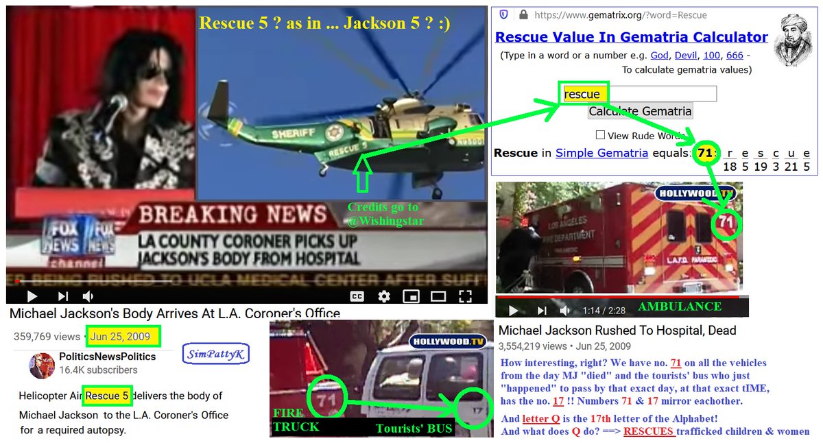 Mirror C[L]UES : 71 <-> 17 For MJ the Plane was to END the show For Trump it is to START the rally("Man in the Mirror")=> Think MIRROR: Start <- vs. -> EndJFK started <- vs. -> Trump is ending itJFJ jr "died" in a Plane =>Plane=clueResCUE -> Res_Q