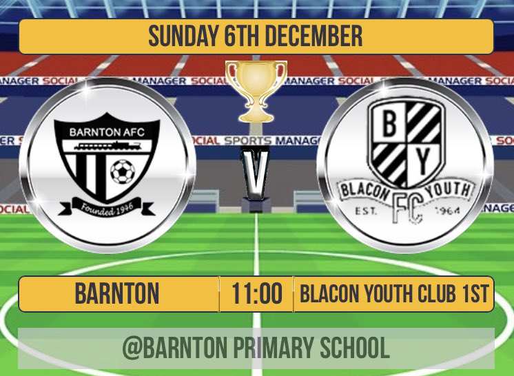 BarntonJuniors's tweet photo. Cheshire Cup 🏆🏆double header on Sunday for our U13s & U14’s let’s get down and support both teams 🙌🏻⚽️⚫️⚪️🟠 #thefurture #youngvillagers #oneclubcommunity https://t.co/RYiLk1HqoC