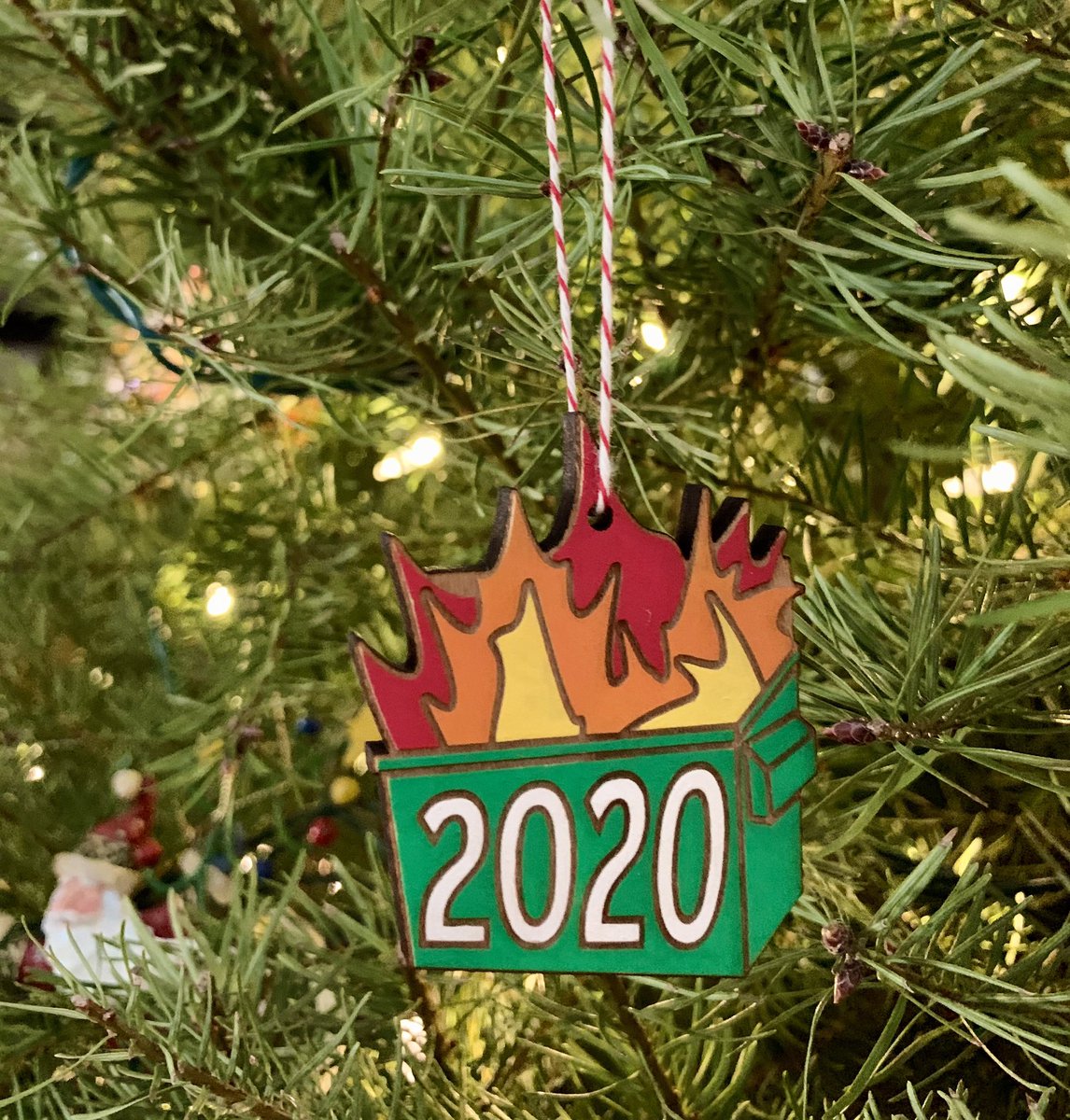 Pleased with this years ornament addition #dumpsterfire