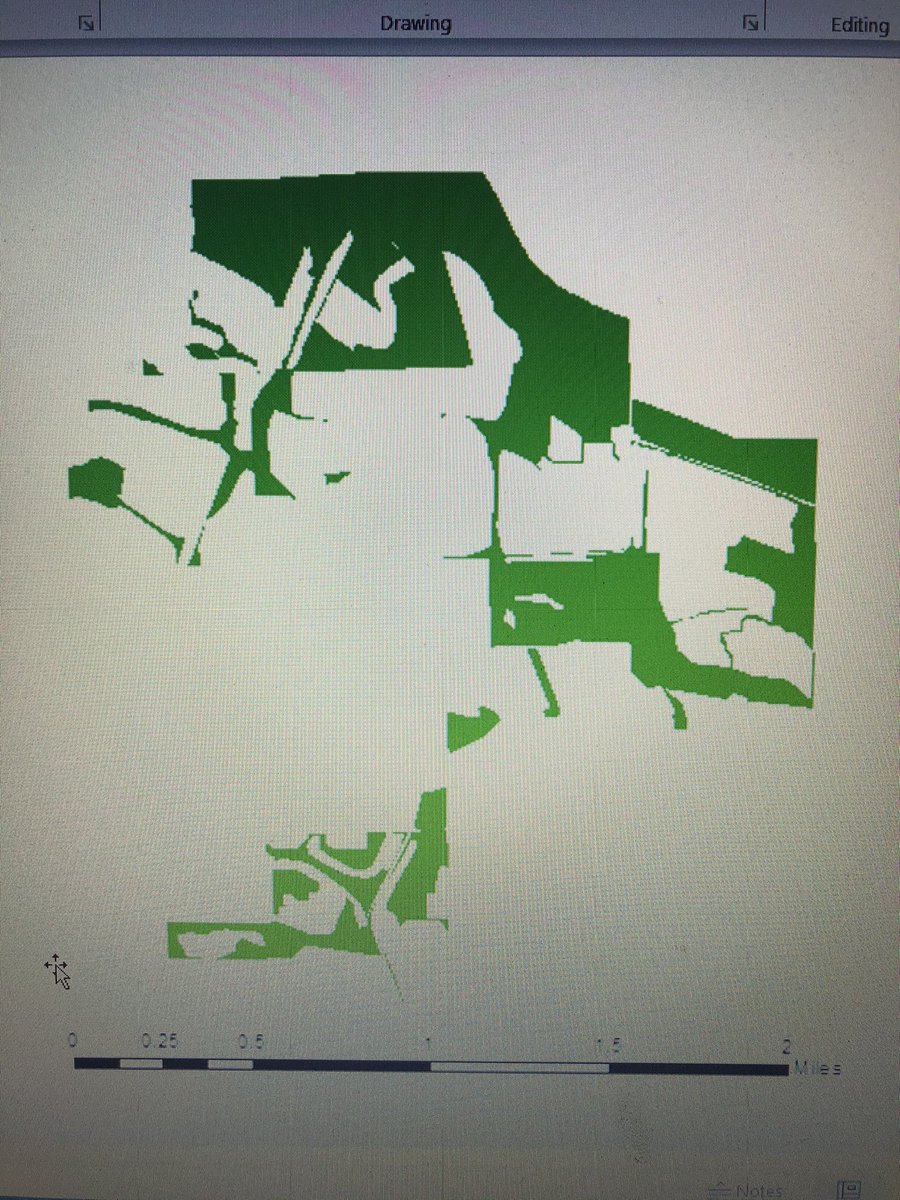 I think this might be the roosters “birds eye view” when they take off and avoid my shot. Green=grassland. Today we mapped out landcover to focus our precision ag analysis on this farm.