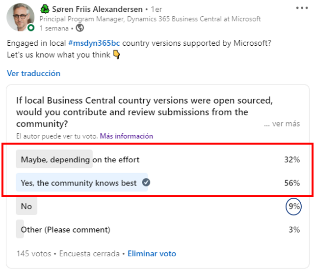 mllorcag's tweet photo. #Microsoft asked, and the community gave their opinion regarding the current localization model.

It's time to put this conversation on the table, reflect and continue to make #MSDyn365BC the best and most open solution on the market.

#CommunityRocks #CommunityRules #BCfans https://t.co/53h5qg6Uht