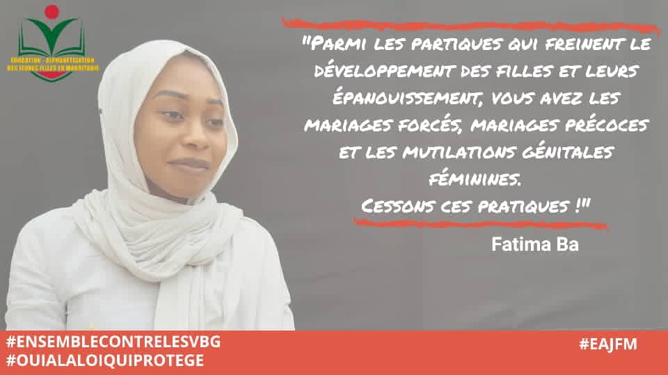 Parmi les pratiques qui freinent développement des filles et leurs épanouissement,vous avez les mariages forcés,mariages précoces et les mutilations génitales féminines .
Cessons ces pratiques.