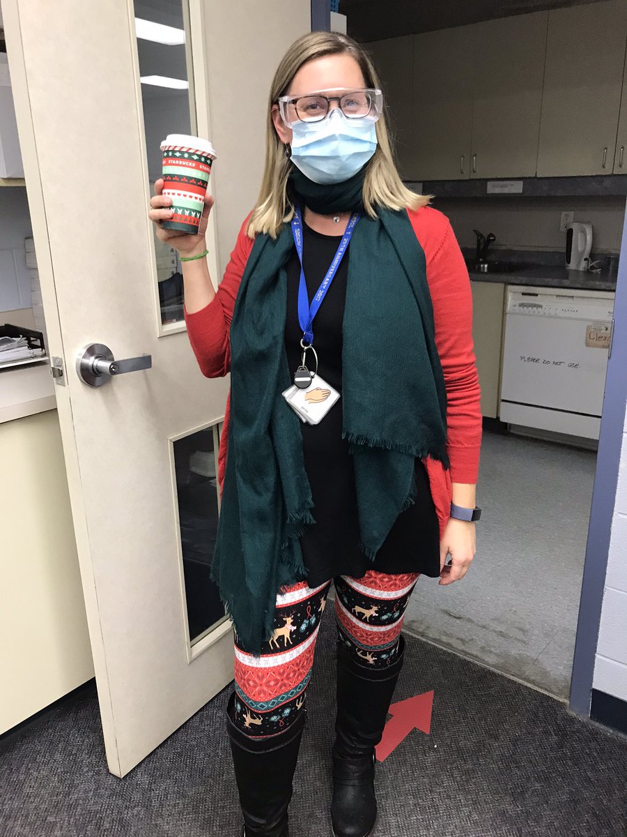 SMCDSB_HFA's tweet photo. When your outfit and your coffee match, you know it’s going to be a good day. Looking good Mrs.Horan. #teachingindecember @SMCDSB https://t.co/5gGYVN3WjY
