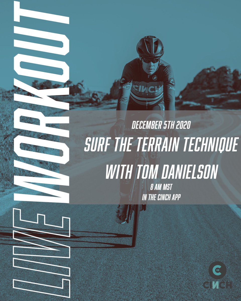 Tomorrow morning Dec 5th at 8am MST Coach @TomDanielson will be teaching a live class on the CINCH App on one of the most important techniques we teach at CINCH, Surfing The Terrain! 

Join us in the CINCH App

cinchapp.online

#CINCHFORM #CINCHCycling