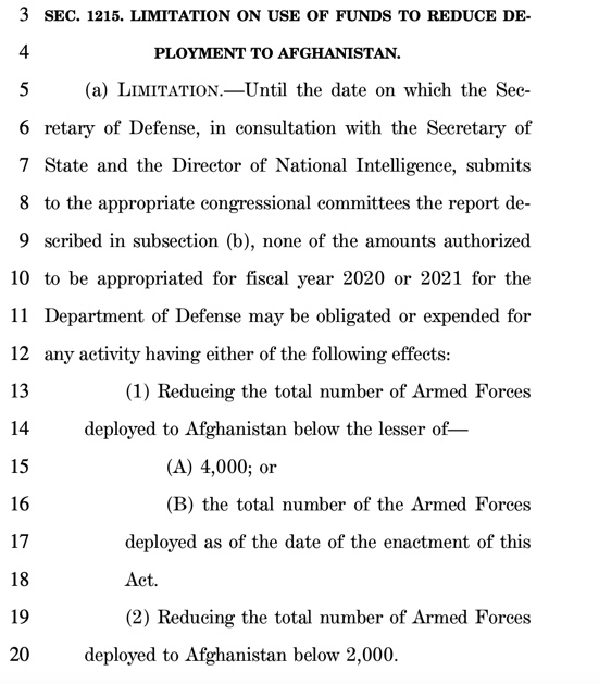 2. The NDAA will require that the SecDef submits a report in consultation w/ the SecState & DNI prior to drawing down to the lesser of 4,000 or the total # deployed to Afghanistan at enactment & once again to go below 2,000. What does oversight over withdrawal really mean?
