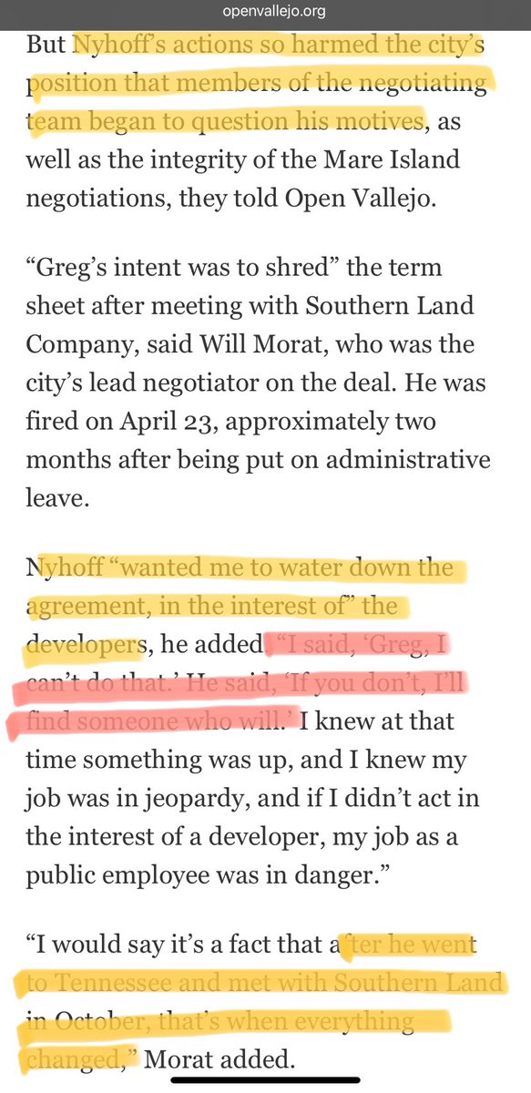 City Manager Greg Nyhoff-illegally fired FOUR whistleblowers to cover up (1) the disgusting practice of Vallejo PD cops celebrating murdering civilians by bending their badges and throwing BBQs and (2) selling out Mare Island after shady secret meetings w developers in Tennessee