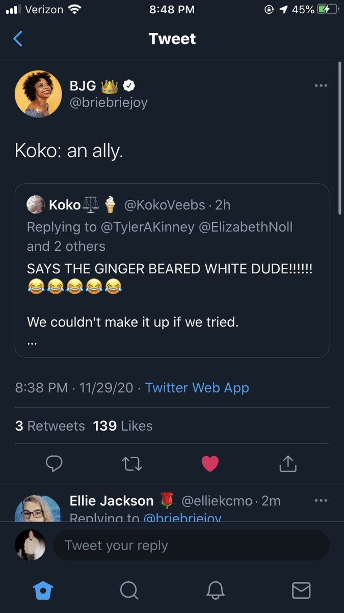 hawkiman23's tweet photo. @ITriedILied @TylerAKinney my favorite part of 2020 so far has gotta be Brie defending my brother from a centrist lib calling him a “ginger bearded white dude”. Looks like his ginger beard is still burned into her brain😂 https://t.co/EaM1EHEpEB