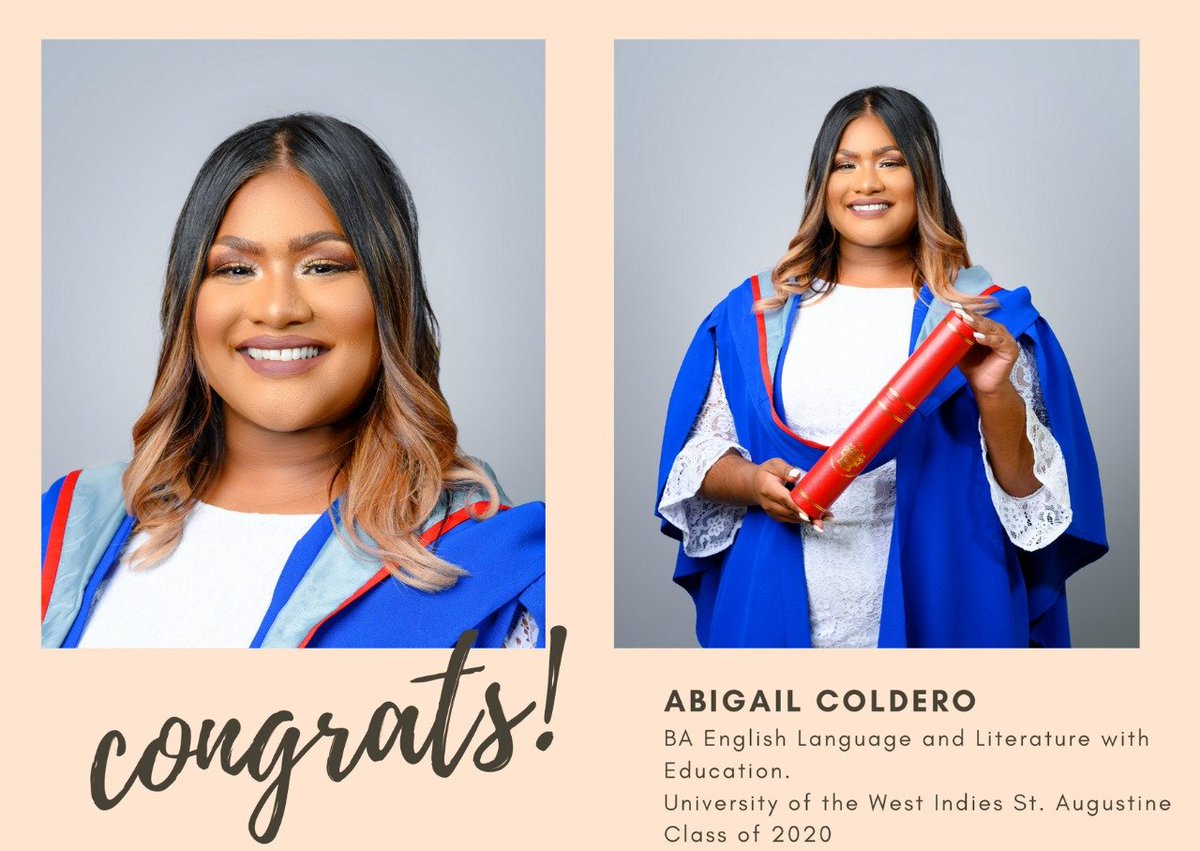 UWI_LS's tweet photo. Greeting

 I am a proud graduate of The University of the West Indies, St. Augustine Campus, Class of 2020. Never give up on your goals and dreams, nothing beats this feeling of fulfillment! 

Yours Sincerely, 
Abigail Coldero https://t.co/HfhVeDZKrP