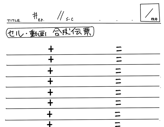ねこまたや マシントレスの合成は １回だけの縛りがあったので多くの合成伝票はこういう雛形で良かった 昔 手描きのコピー原版とか結構作った だけど今はデータ上の合成で重ね数の制限はない 制限がないからと言って たくさんやれば良いってものでは