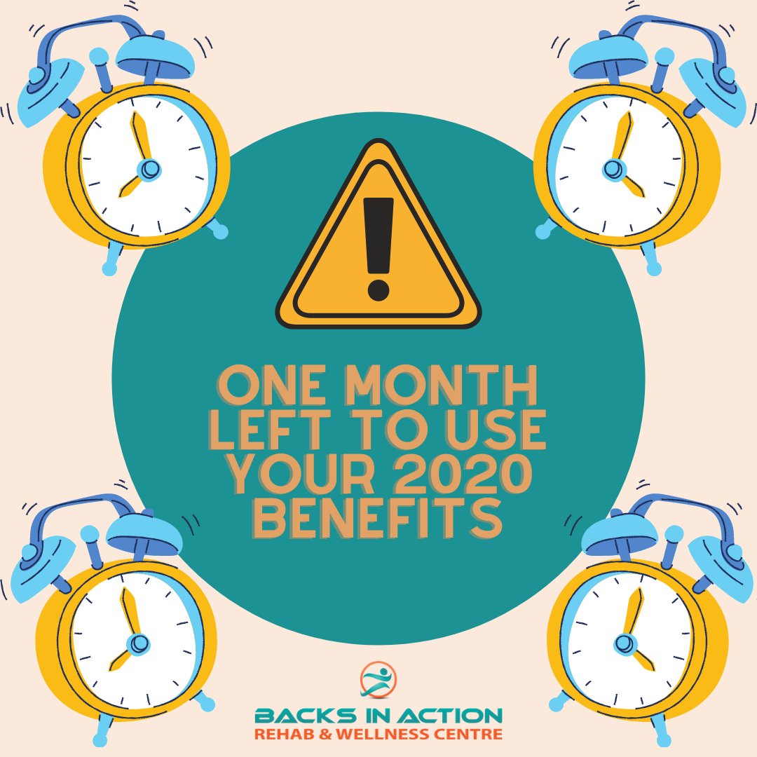 BacksinAction's tweet photo. ATTENTION!
December is the last month to use your 2020 Benefits,
Take advantage of your MSP & Extended Benefits.
Call or book online @ https://t.co/oJRjHI7MpB
#backsinaction #extendedbenefits #physiotherapy #chiropractic #acupuncture #RMT #counselling #kinesiology https://t.co/8BFdq4Avw2