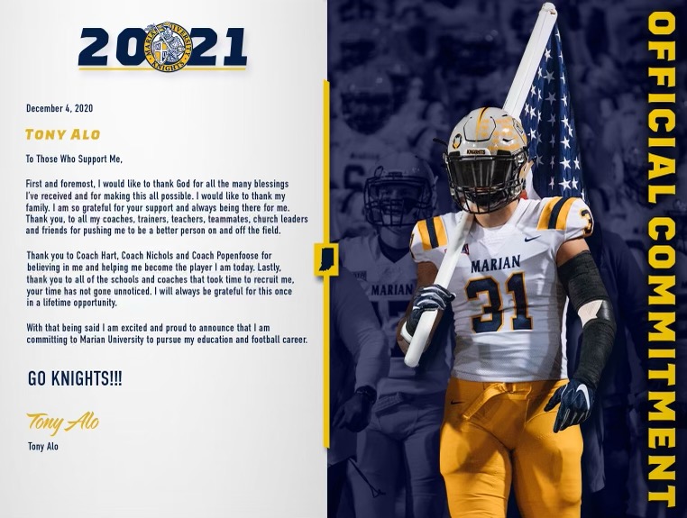 AloTupuola's tweet photo. #COMMITTED ⚔🙏🏽💯 @MarianUFootball @BHSdogsfootball @StinnToWin @coachjarnigan @CoachHenn @coachdavidelson #DBlock https://t.co/Qsfup3VCs4