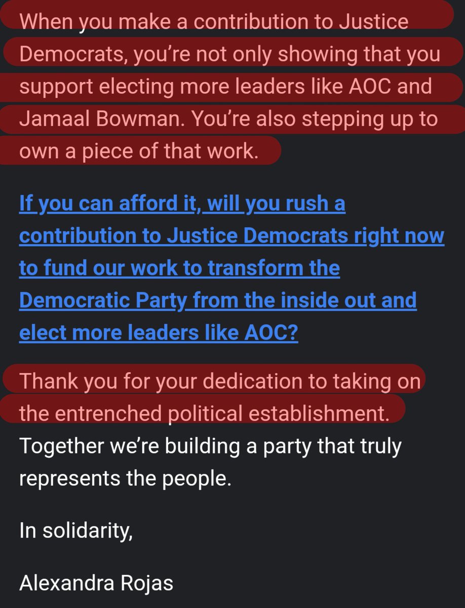 More info coming about the SuperPAC business but I needed to call BS on this email.And finally...I misread that first sentence and thought they called AOC & Bowman "piece of work" which is something I could have agreed with.