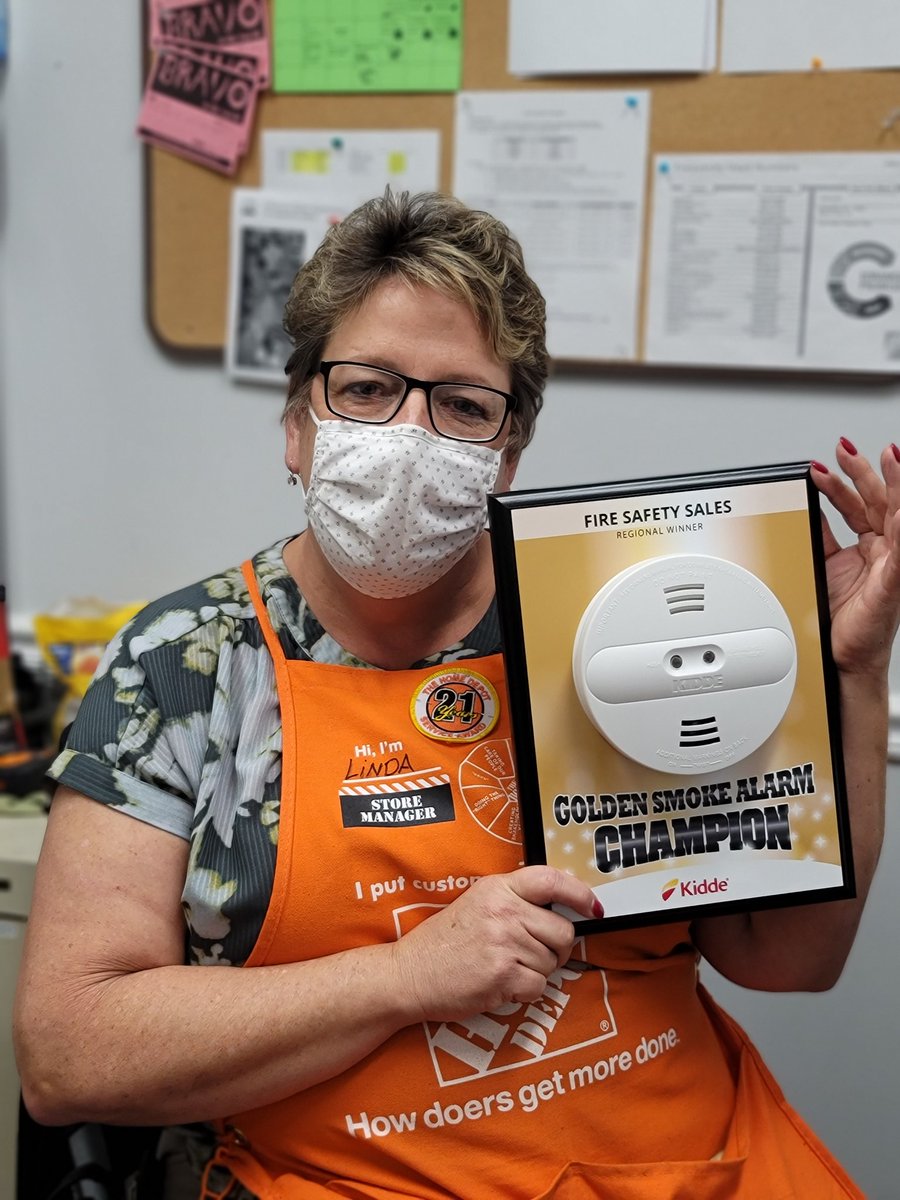 And there she is... the golden smoke alarm champion. The winner for the 2020 October fire safety challenge! Great job to the associates at 287 for keeping us instock and providing excellent customer service! #firesafety #0287rocks #award #kiddie