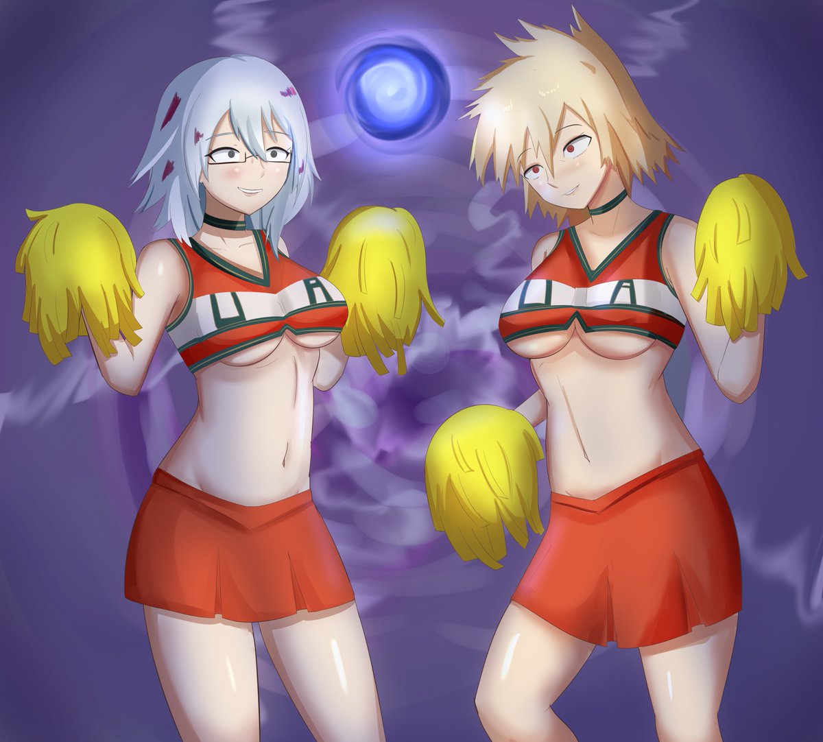 (commission)Fuyumi Todoroki and Mitsuki Bakugo as hypnotised cheerleaders.