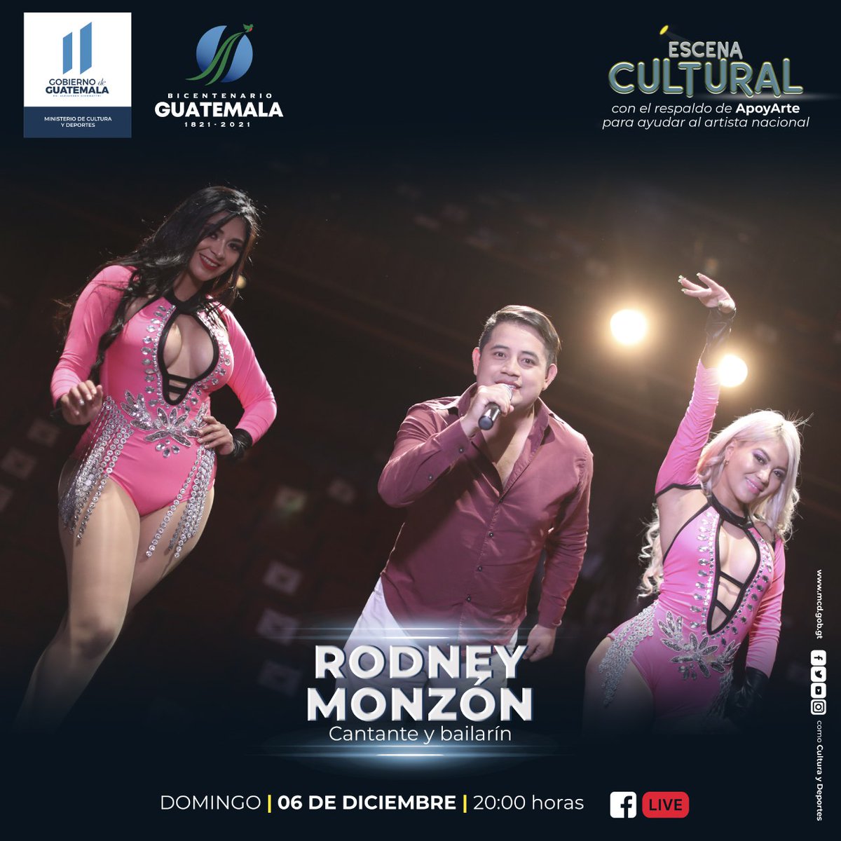 McdGuate's tweet photo. Acompañe al cantante Rodney Monzón en el programa #EscenaCultural, una iniciativa de ApoyArte para dignificar al artista nacional. 

#CulturaComoMotorDeDesarrollo
#RumboAlBicentenarioGT https://t.co/3wtB6OlFrS