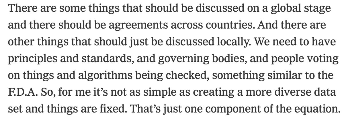 This is very much like the Ibrahim X Kendi plan to have some committee oversee all of society to make sure outcomes are equal. It's a straight-up power play. They want to be able to vet which ends ML can even be used for based on a priori "ethical" considerations. Gebru: