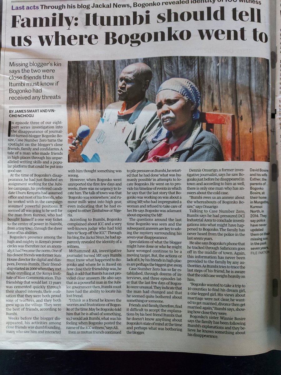 jamessmat's tweet photo. A good day to listen to 3 episodes back to back on the disappearance of blogger Bogonko Bosire #Casenumberzero 

https://t.co/RlEjY5J7LE https://t.co/p572MfGaxt