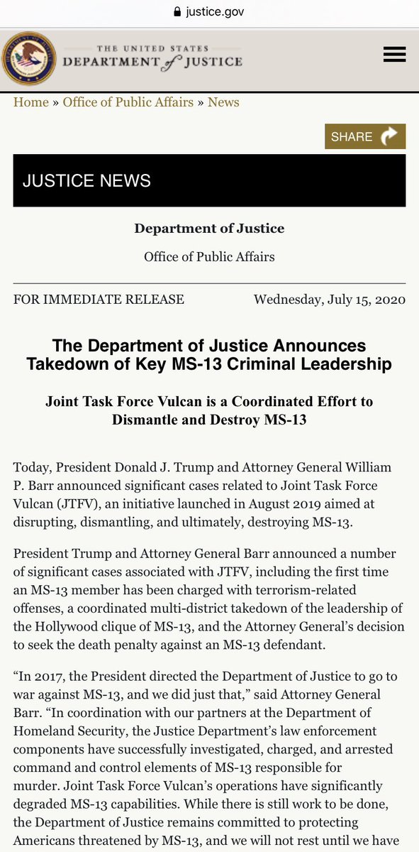 9/ Apparently, Vulcan is also the name of the DOJ task force that was created to dismantle and destroy MS-13.