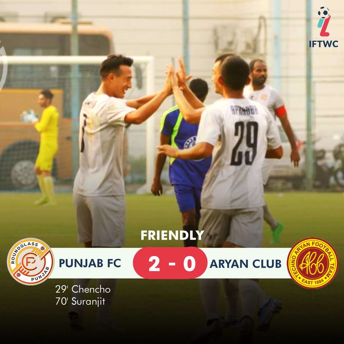 IFTWC's tweet photo. Bhutanese🇧🇹 star striker opened the scoring which was doubled by Suranjit in the second half for Roundglass Punjab FC as they defeat Aryan Club by 2-0 scoreline in their first game at preseason. 

#PunjabFC #ILeague #AryanClub #IndianFootball #IFTWC #Techtro https://t.co/0oAxuqakSH