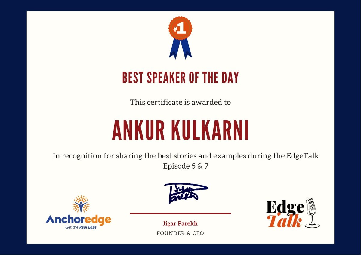 ankurkulkarni's tweet image. Great to get opportunity for speaking.Thanks for the recognition @JigarDParekh Bhai with excellent support by @ajaybeel ji &amp;amp; giving me valueable input by mentor Rajul ji.
 Thanks @Anchoredge1 Team
#anchoredge
#edgetalk
#AnkurKulkarni
#moneywisefinancialservices