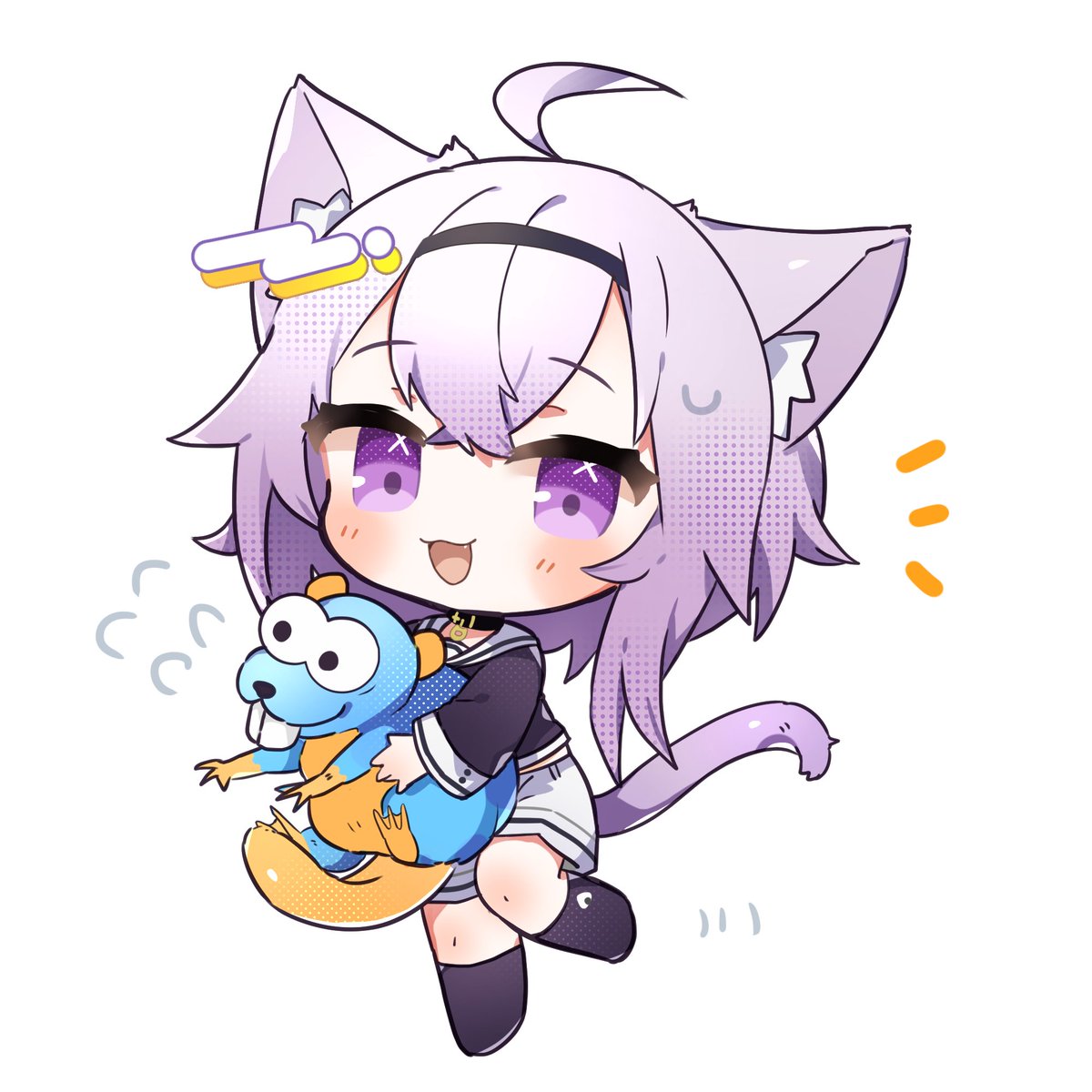 nekomata okayu 1girl cat ears animal ears tail purple eyes cat tail purple hair  illustration images