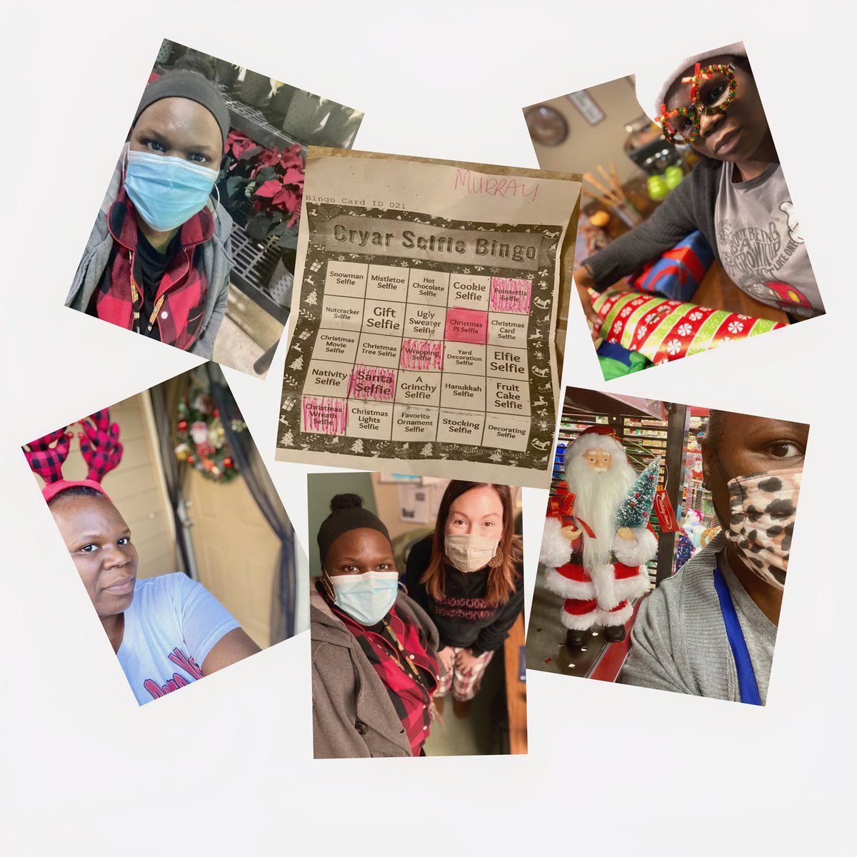RedaCWilliams's tweet photo. It’s a “Wrap”! Cryar Selfie Bingo #12ishdaysofChristmas #Bingo @CryarCats #Wrappingselfie https://t.co/AkTpEAEqMN